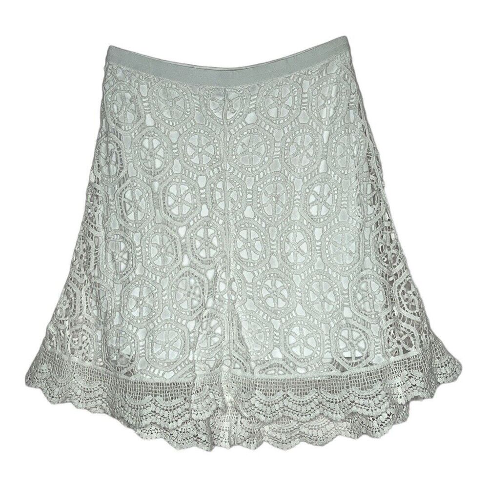 John Paul Richard Skirt Womens Large Petite Crochet White Midi Lined Flare Boho